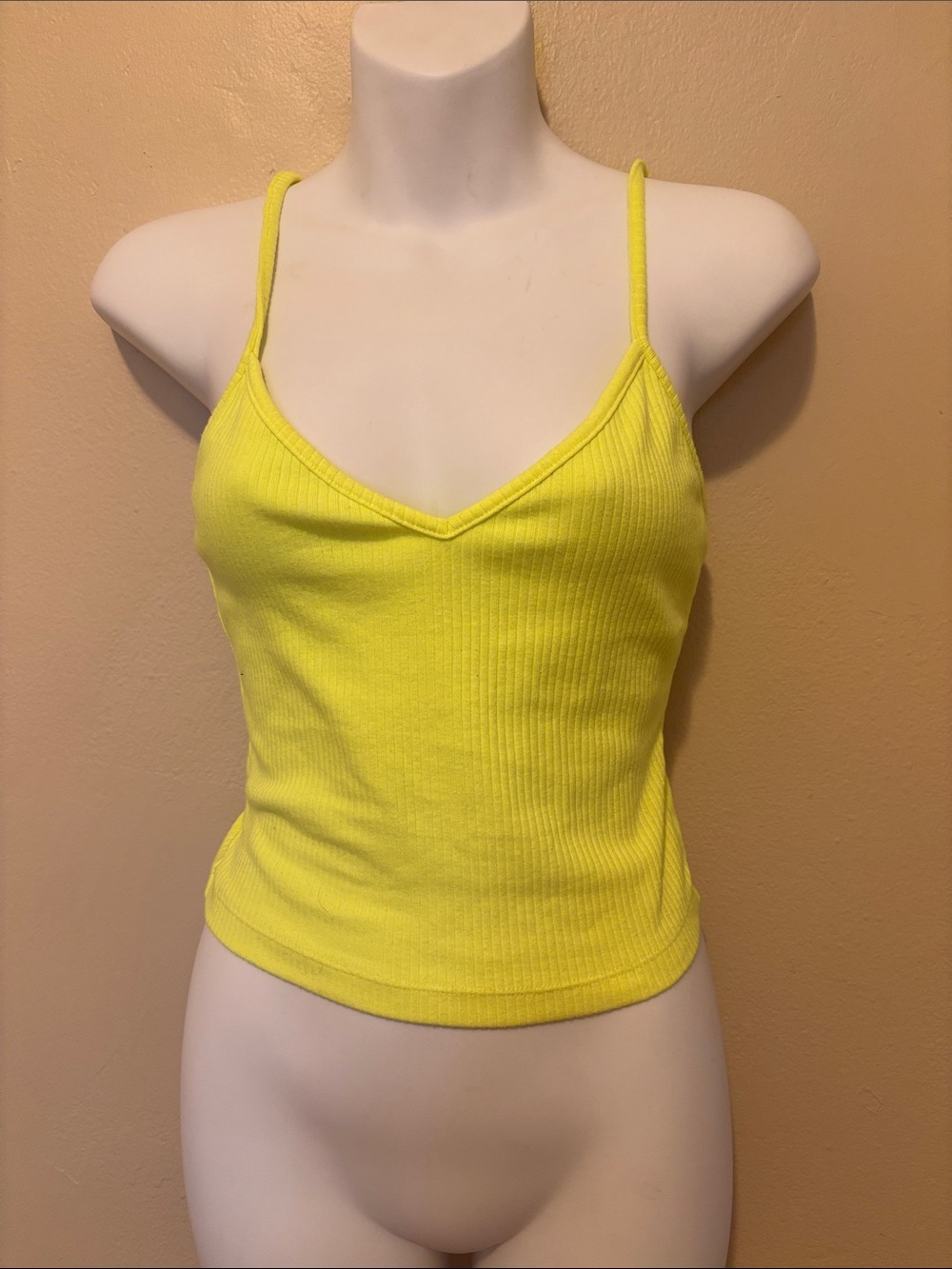 Ribbed V-Neck Yellow Camisole Tank Top